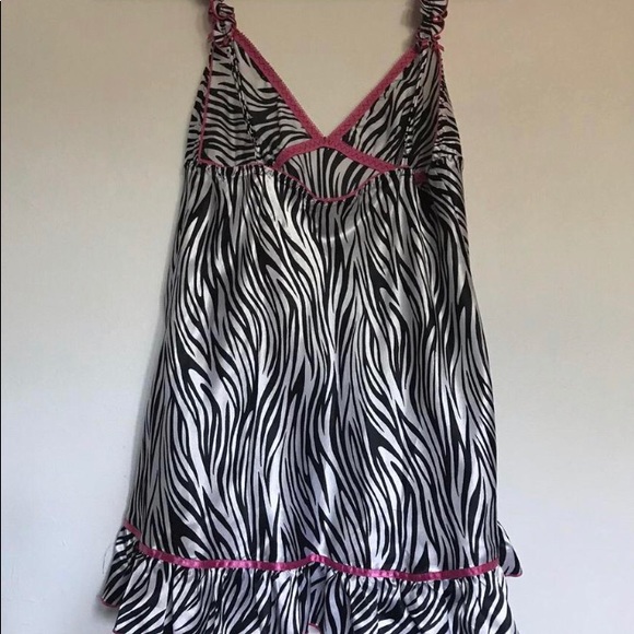 Pretty Zebra print pink lined y2k intimates dress sexy fit - Picture 5 of 6